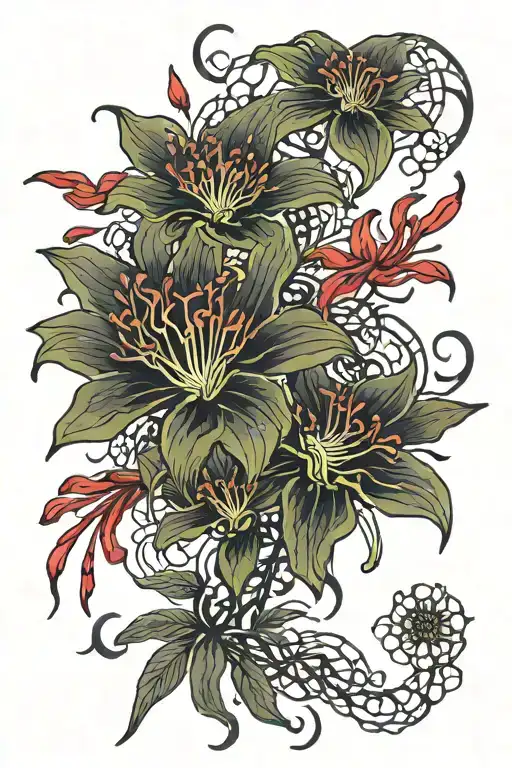 Red Spider Lily Flowers Intertwined Vines