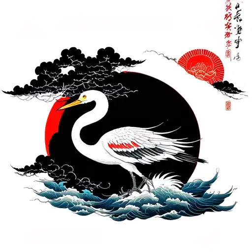 Crane Sun Andclouds Tatoo