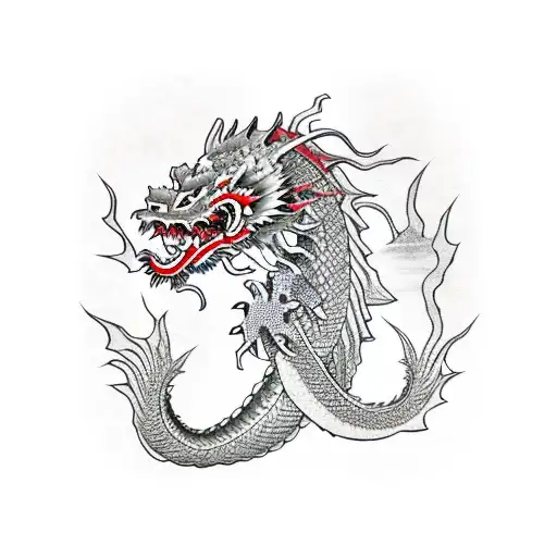 Japanese Dragon With A Samurai