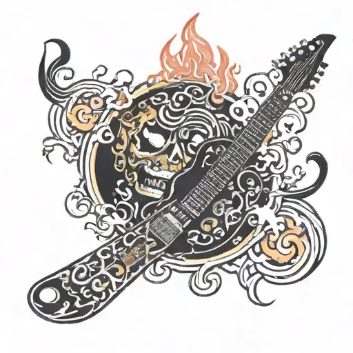 Fire And Electro Guitar Surrounded