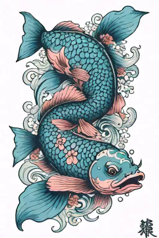 Pisces Fish Pink And Blue