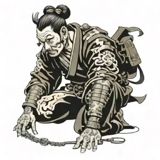 Ronin On Knees Chained Down Hands