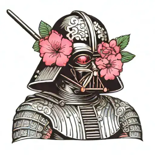 Darth Vader Japanese Pink Flower Samurai