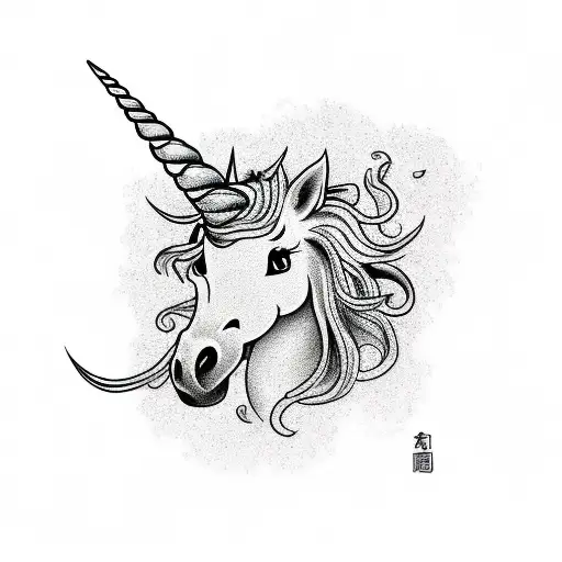 Unicorn Black On White
