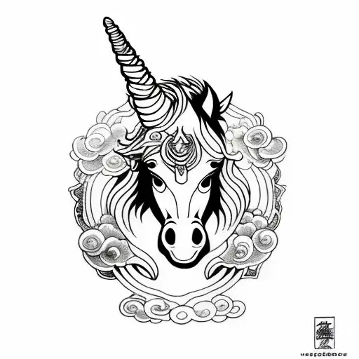 Unicorn Black On White