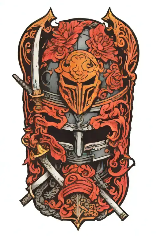 Warriors Helmet Resting On Sword