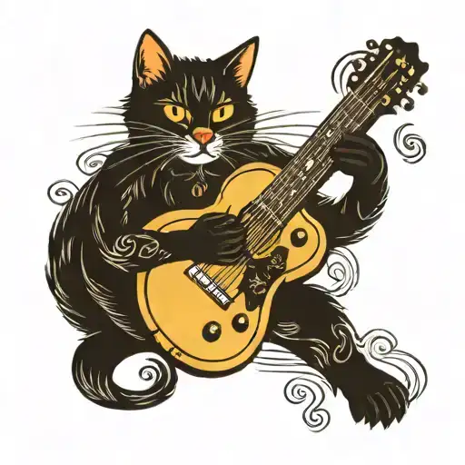 Black Cat Playing Guitar