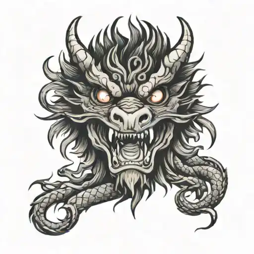 Dragon Head With Flames