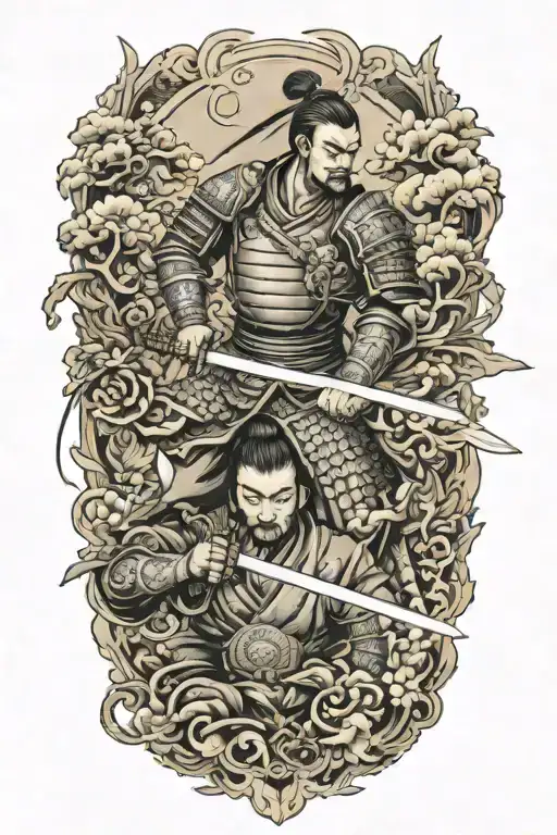 Battlefield With Warriors Virtical Sword