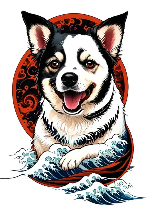 Dog Japanese Waves