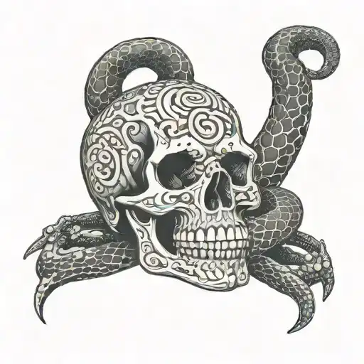 Skull And A Snake Wrapped