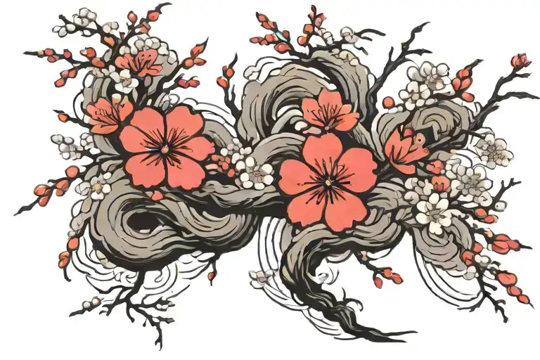 Cherry Blossom Tree With Pedals Falling