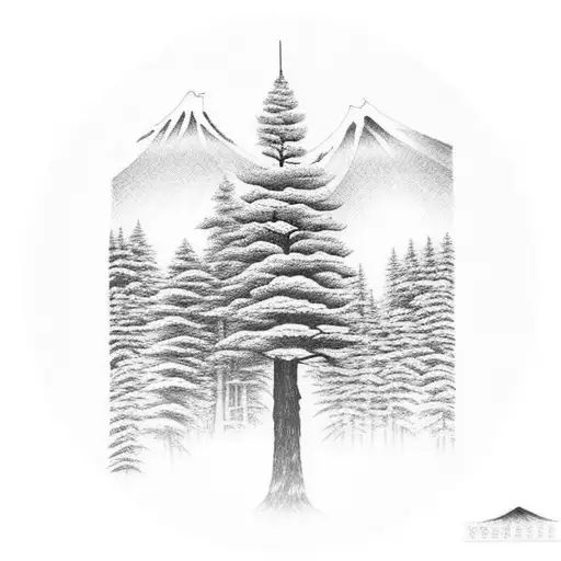 Mountain And A Forrest With Pine Trees