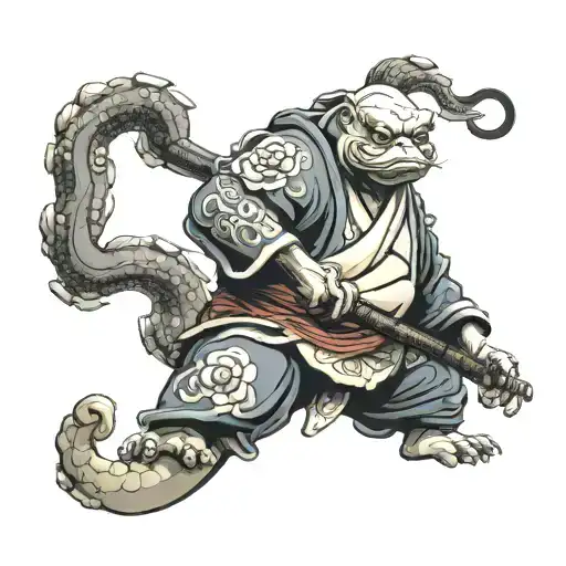 Master Oogway Jing Jang Symbol Standing From Behinde