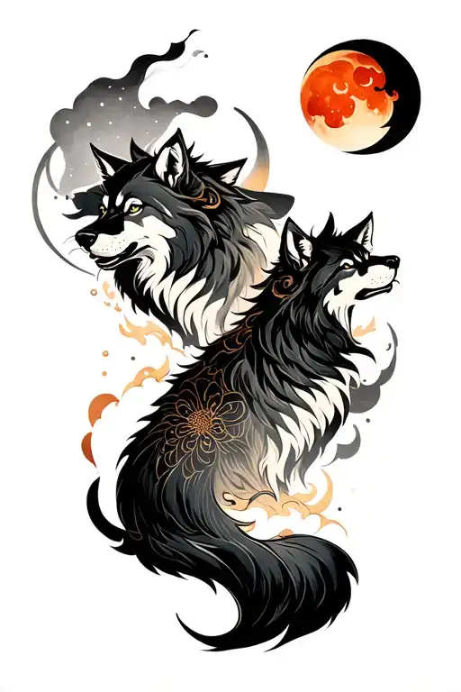 Two Wolves Alone With The Sun Second With The Moon Steamed