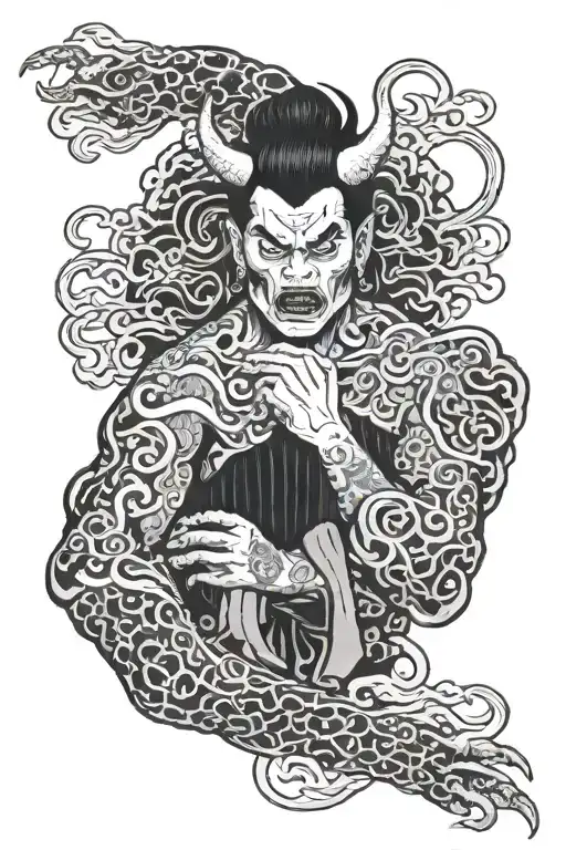 Man Staying And Looking At His Fear That Looks Like A Demon