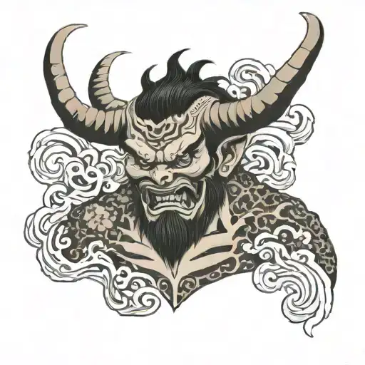 Man Staying Behind A Big Demon