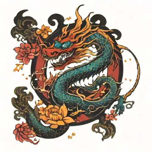 A Japanese Dragon And Sagittarius Constellation Tattoo On My Hip