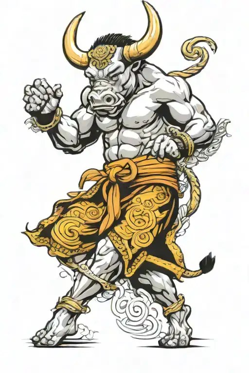 Muay Thai Taurus Bull Charging Snorting Bull