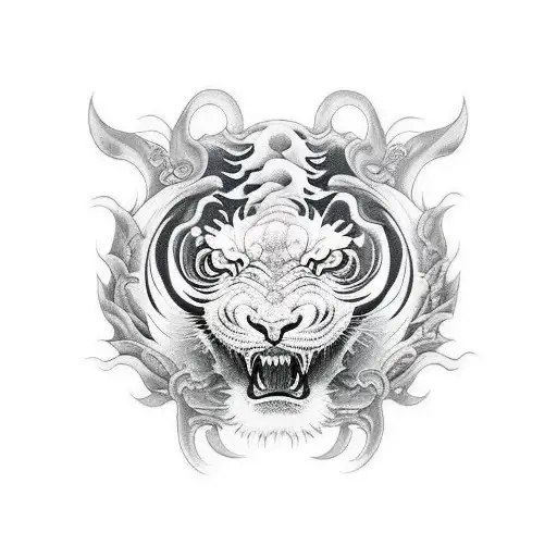 Black Dragon White Tiger Forming A Ying Yang
