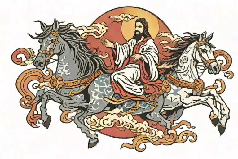 Jesus With Horses In The Sky