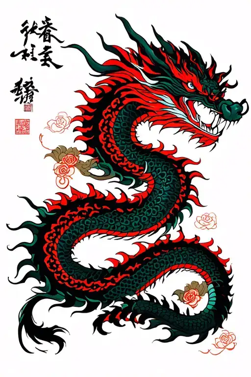 Red Dragon Band Tattoo Design