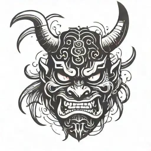 Broken Oni Mask Silhouette