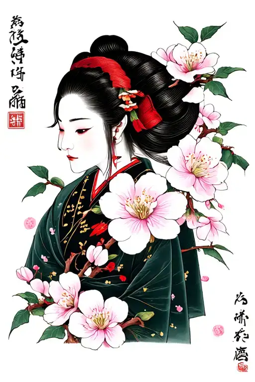 Japanese Cherry Blossom And The Word Gaman In Japanese