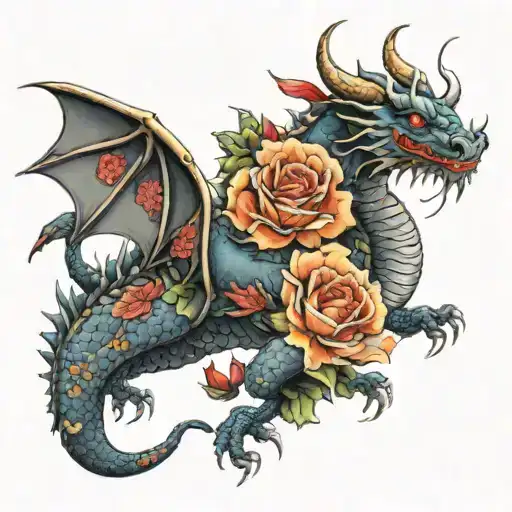Dragon And Roses Reference Hidden