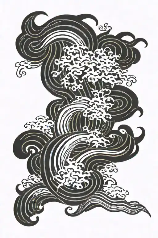 Long Abstract Wavy Line Tattoo Featuring