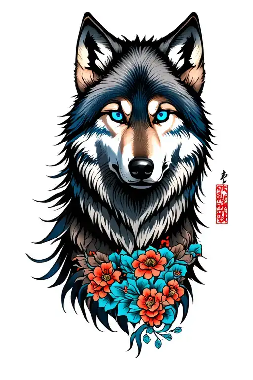 Wolf With Blue Eyes