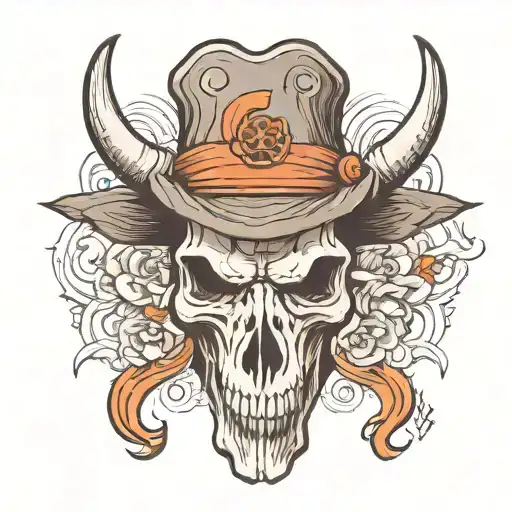 Bull Skull In Hat