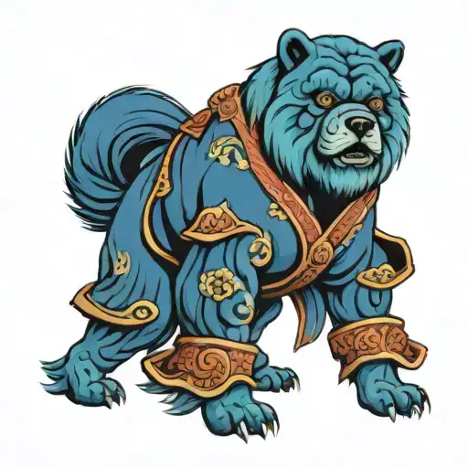 Blue Chow Chow Samurai Warrior