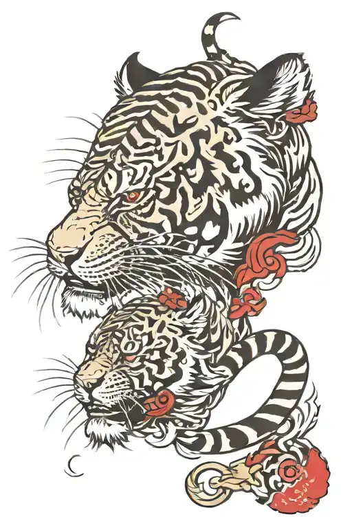 Tiger Neck Tattoo With Red Lettering