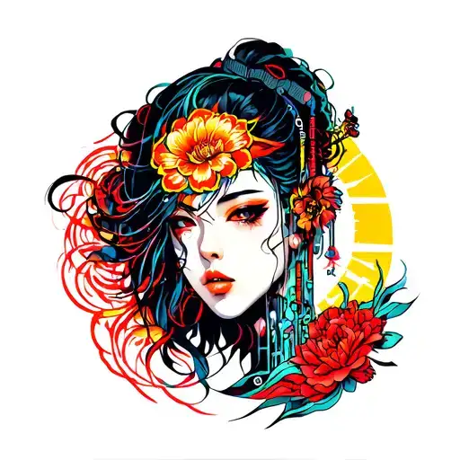 Neon Cyberpunk Tatoos With Biomechanics