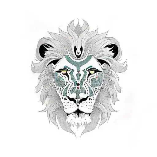 Aggressive Lion Wrapped In Thunder