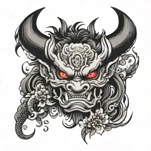 Oni With Water And Flowers