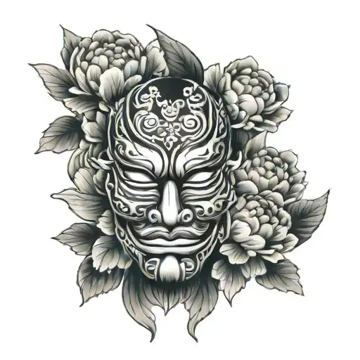 Hanya Mask With Water And Peony Flowers