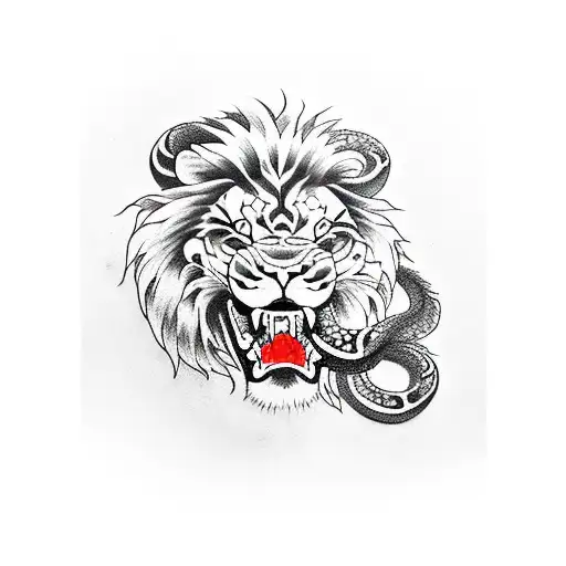 Lion Tiger And Snake Fighting