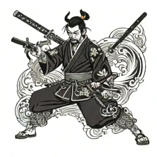 Samurai Holding Guns