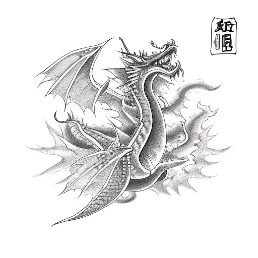 Lightning Dragon Flying Through A Fantasy World With Random Creatures