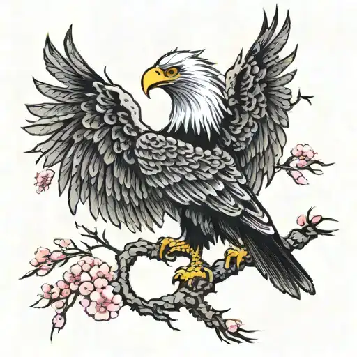 Albanian Eagle And Sakura Tree