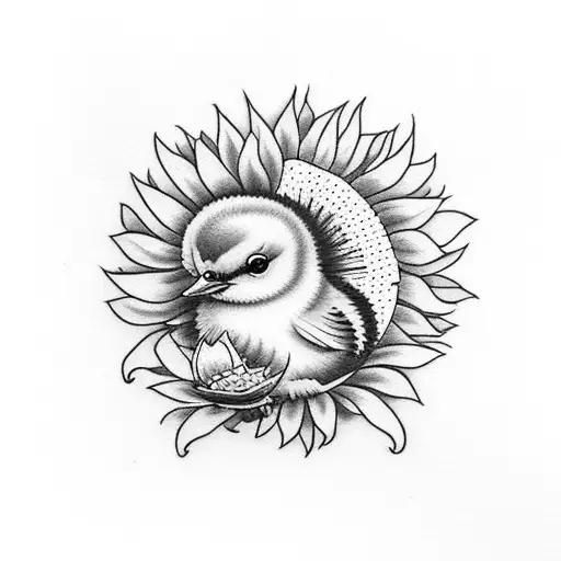 Little Chick With A Sunflower