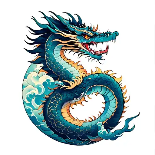 Dragon Tattoo Moon Cloud Transforming