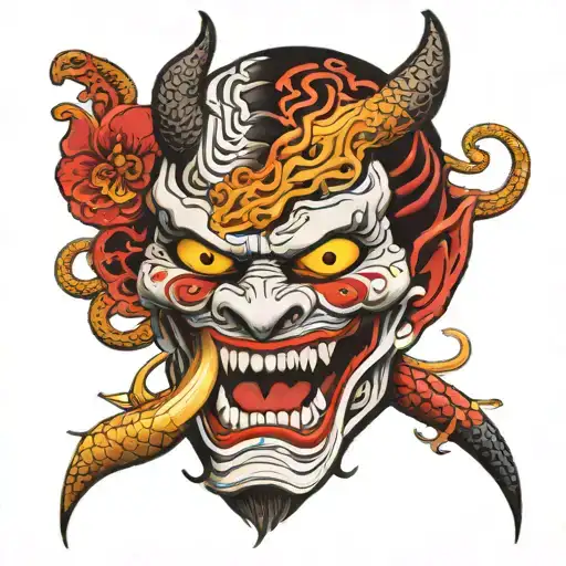 Hannya Mask With Snake