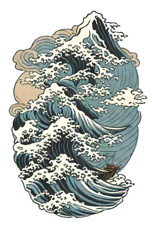 Ocean Waves Crashing Into Mountain Peak