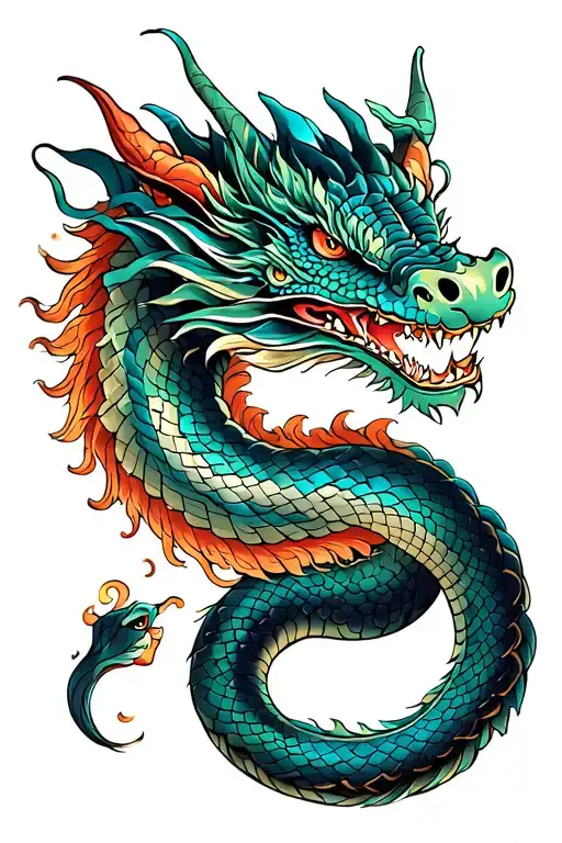 Tattoo Dragon With A Snake