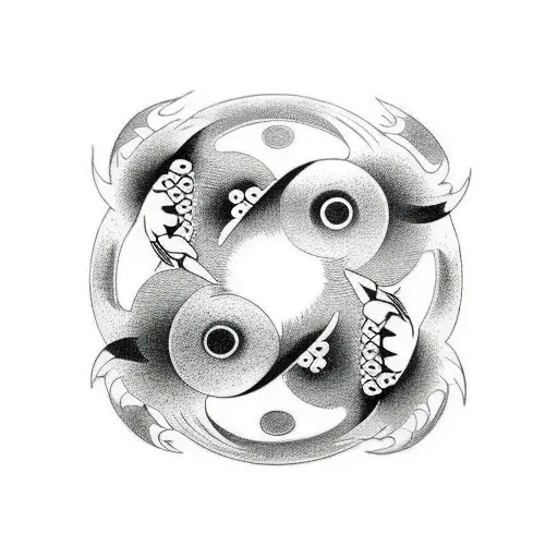 Traditional Japanese Back Tattoo 2 Koi Fish Yin Yang