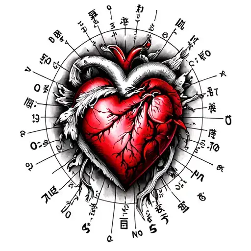 Heart Surrounded By Falling Coordinates Pens And Gps