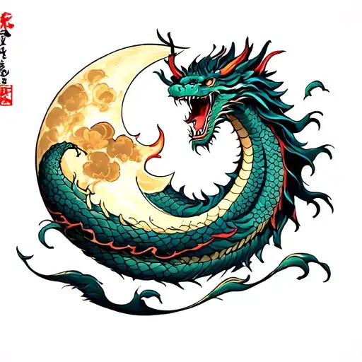 A Dragons Tail Holding A Moon